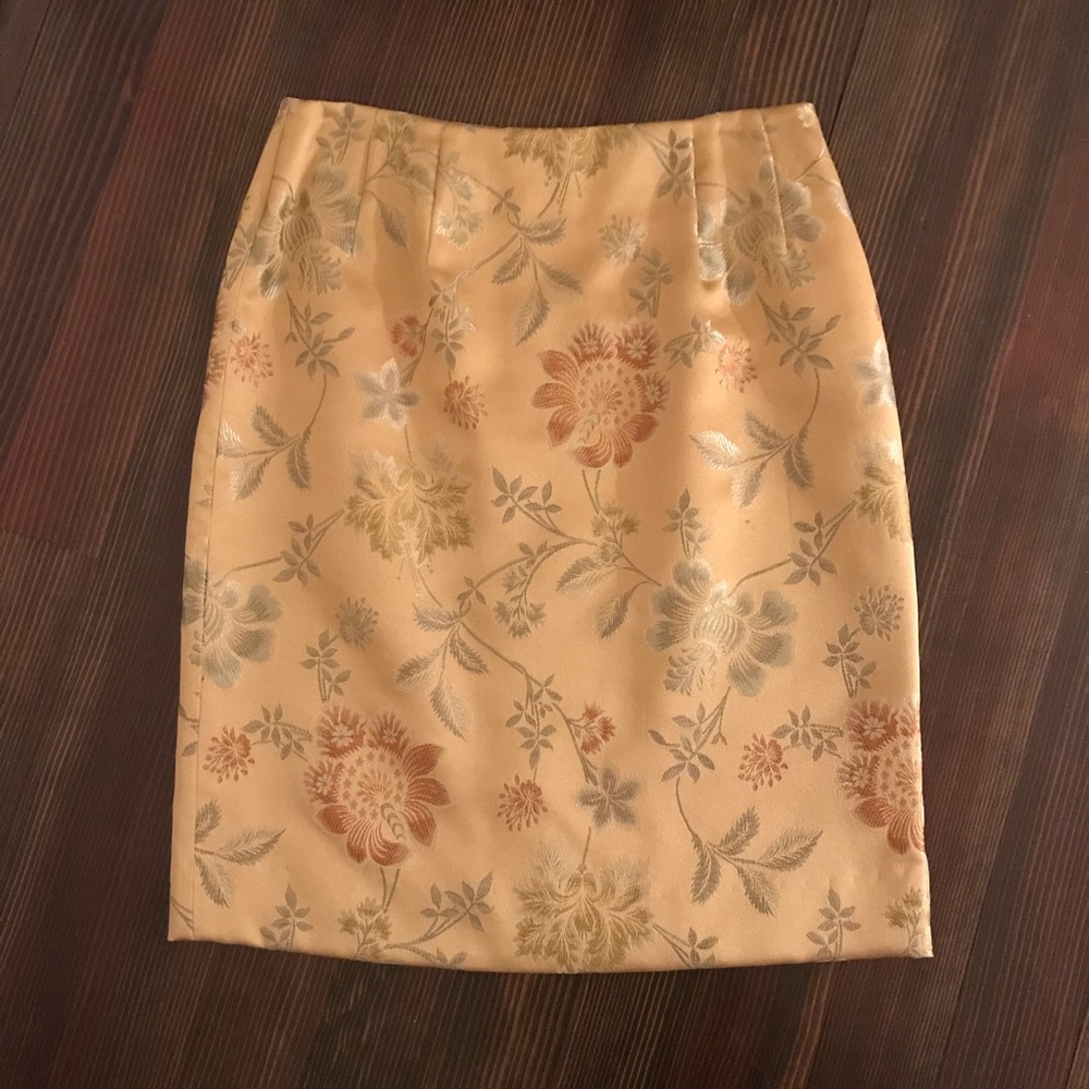 Steven Stolman Gold Silky Floral Skirt